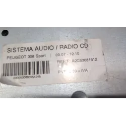Recambio de sistema audio / radio cd para peugeot 308 (2007) 1.6 hdi referencia OEM IAM 96660458XH03  