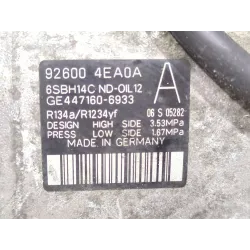 Recambio de compresor a/a para nissan qashqai ii (j11e)(2013) 360 cat referencia OEM IAM 926004E0A  