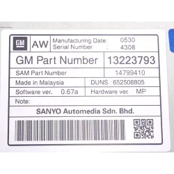 Recambio de pantalla multifuncion para opel insignia berlina (2008) 2.0 cdti referencia OEM IAM 13223793  