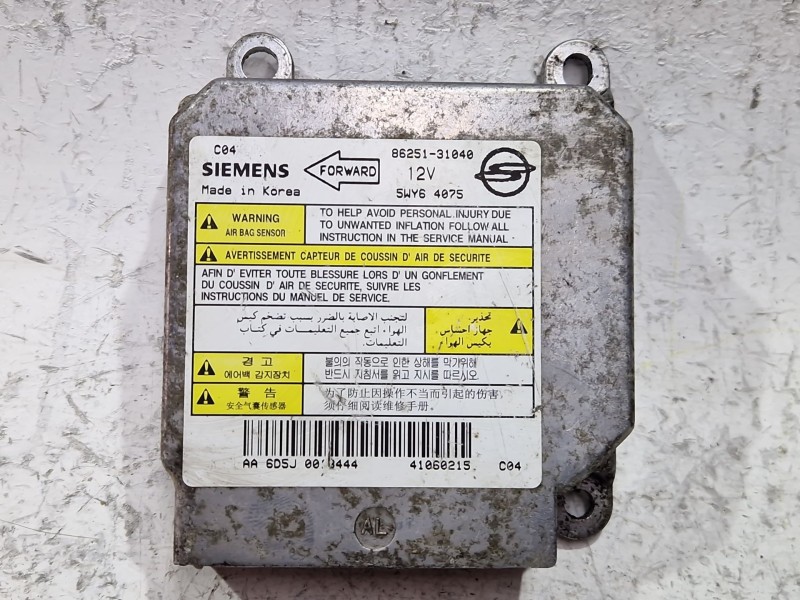Recambio de centralita airbag para ssangyong actyon sports pick-up 2.0 xdi 4wd referencia OEM IAM 8625131040  