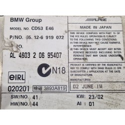 Recambio de sistema audio / radio cd para bmw 3 compact (e46) 320 td referencia OEM IAM 65126919072  