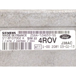 Recambio de centralita inyeccion para ford fiesta v (jh_, jd_) 1.4 tdci referencia OEM IAM S118107002K  