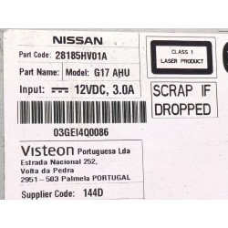 Recambio de sistema audio / radio cd para nissan qashqai i (j10, nj10) 1.5 dci referencia OEM IAM 28185HV01A  