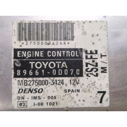 Recambio de centralita inyeccion para toyota yaris (ncp1/nlp1/scp1)(1999) 1.3 referencia OEM IAM 896610D07C  