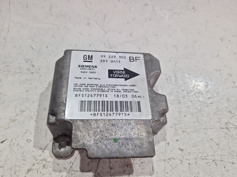 Recambio de centralita airbag para opel astra g coupe (2000) 1.6 16v referencia OEM IAM 09229302  