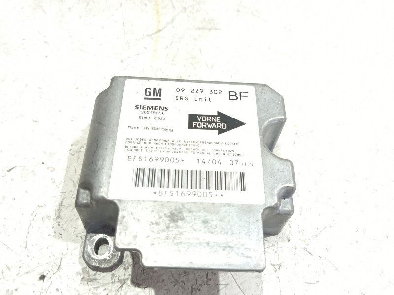 Recambio de centralita airbag para opel astra g sedán (t98) 1.7 cdti (f69) referencia OEM IAM 09229302  