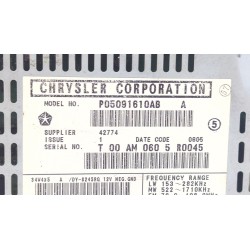 Recambio de sistema audio / radio cd para chrysler voyager iv (rg, rs) 2.5 crd referencia OEM IAM P05091610AB  